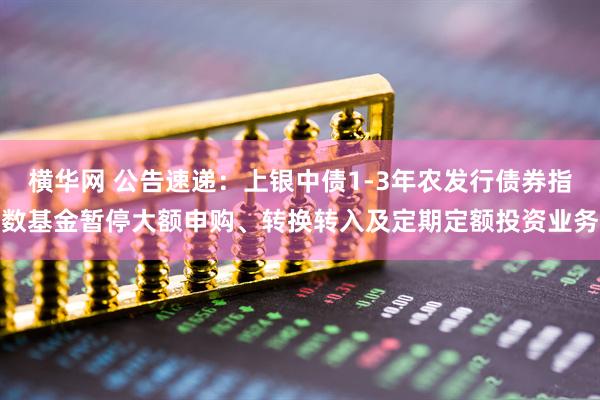 横华网 公告速递：上银中债1-3年农发行债券指数基金暂停大额申购、转换转入及定期定额投资业务
